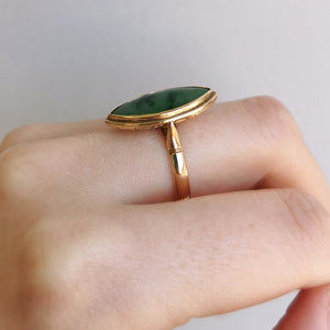 Vintage 14ct Gold Jade Navette Ring
