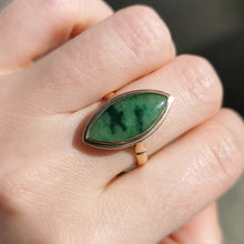 Load image into Gallery viewer, Vintage 14ct Gold Jade Navette Ring
