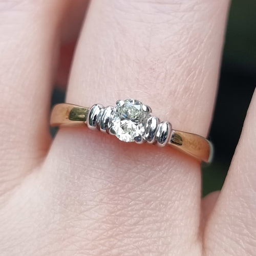 9ct Gold Oval Diamond Solitaire Ring, 0.25ct on finger