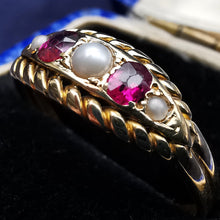 Load image into Gallery viewer, Antique 18ct Gold Ruby &amp; Pearl Ring
