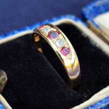 Load image into Gallery viewer, Vintage 18ct Gold Ruby &amp; Diamond Five Stone Ring
