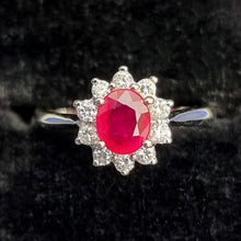 Load image into Gallery viewer, 18ct White Gold Ruby &amp; Diamond Cluster Ring
