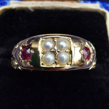 Load image into Gallery viewer, Victorian 18ct Gold Ruby &amp; Pearl Ring
