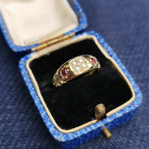 Victorian 18ct Gold Ruby & Pearl Ring