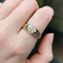 Load image into Gallery viewer, Victorian 18ct Gold Ruby &amp; Pearl Ring
