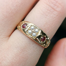 Load image into Gallery viewer, Victorian 18ct Gold Ruby &amp; Pearl Ring
