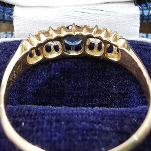 Victorian 18ct Gold Sapphire & Diamond Five Stone Ring | Hallmarked Chester 1896