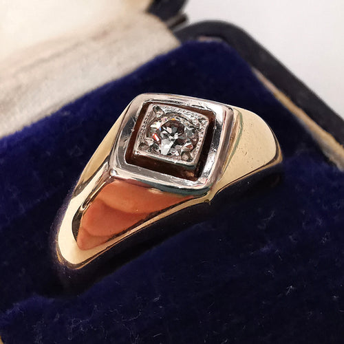 Vintage 18ct Gold Single Stone Old-Cut Diamond Ring