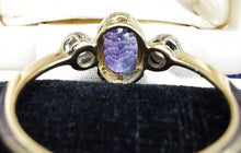 Load image into Gallery viewer, Vintage 18ct Gold Tanzanite &amp; Diamond Three Stone Ring
