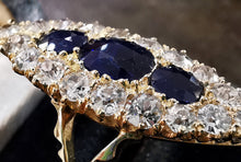 Load image into Gallery viewer, Victorian 18ct Gold Sapphire &amp; Diamond Navette Cluster Ring
