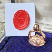 Load image into Gallery viewer, Antique 9ct Gold Carnelian Fob Seal, Initials JK with wax impression

