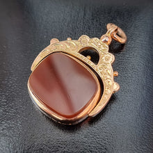 Load image into Gallery viewer, Antique 9ct Gold Bloodstone &amp; Carnelian Swivel Fob
