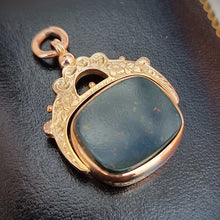 Load image into Gallery viewer, Antique 9ct Gold Bloodstone &amp; Carnelian Swivel Fob
