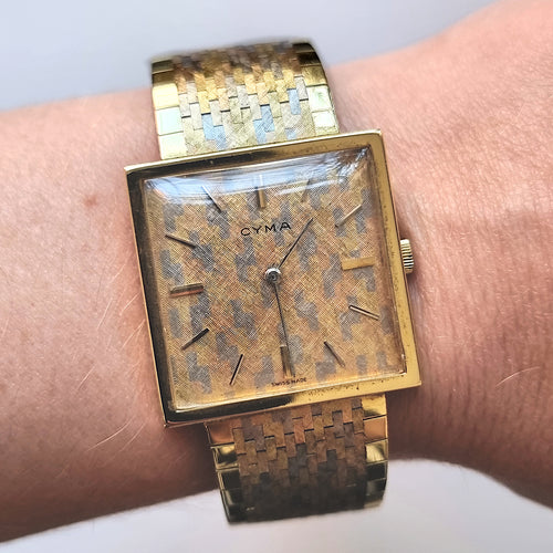 Vintage 18ct Gold Cyma Mechanical Wrist Watch, London 1962 modelled