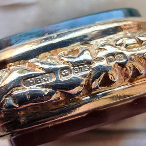 Vintage 9ct Gold Carnelian & Bloodstone Watch Key Pendant hallmark