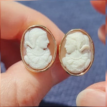 Load and play video in Gallery viewer, Vintage 9ct Gold Cameo Stud Earrings
