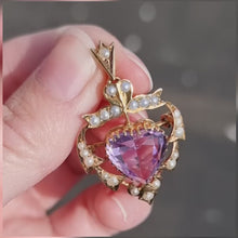 Load and play video in Gallery viewer, Victorian 15ct Gold Amethyst Heart Pendant/Brooch
