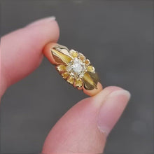 Load and play video in Gallery viewer, Antique 18ct Gold Old Mine Cut Diamond Solitaire Ring, 0.50ct

