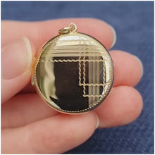 Load and play video in Gallery viewer, Art Deco 9ct Gold Round Pinstripe Locket
