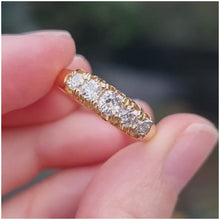 Load and play video in Gallery viewer, Antique 18ct Gold Old-Cut Diamond Five Stone Ring, 0.80ct video
