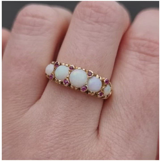 White Opal Ring Diamonds Gold 7048 | Opal Jewelry