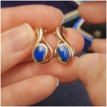 Load and play video in Gallery viewer, Vintage 9ct Gold Lapis Lazuli Latch Back Earrings video
