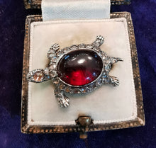 Load image into Gallery viewer, Vintage Gold/Silver Garnet &amp; Diamond Tortoise Brooch
