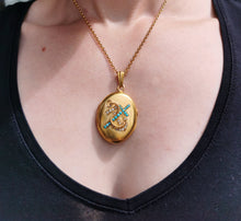 Load image into Gallery viewer, Victorian 18ct Gold Turquoise &amp; Pearl Locket
