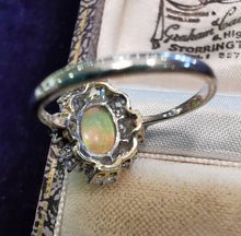 Load image into Gallery viewer, Antique Platinum Opal &amp; Diamond Cluster Ring
