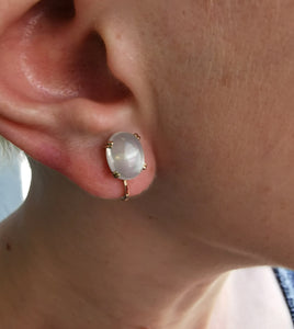 Vintage 9ct Gold Moonstone Screw-Back Earrings