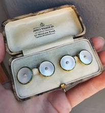 Load image into Gallery viewer, Art Deco Gold Mother of Pearl, Enamel &amp; Diamond Cufflinks
