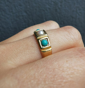 Antique 18ct Gold Turquoise & Pearl Ring