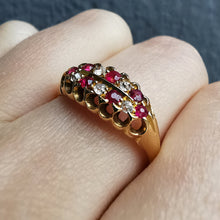 Load image into Gallery viewer, Edwardian 18ct Gold Ruby &amp; Diamond Double Row Ring
