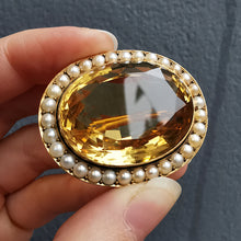 Load image into Gallery viewer, Antique 15ct Gold Citrine &amp; Pearl Brooch | Circa 1890
