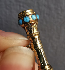 Victorian 9ct Gold Turquoise Propelling Pencil