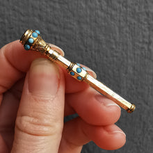 Load image into Gallery viewer, Victorian 9ct Gold Turquoise Propelling Pencil
