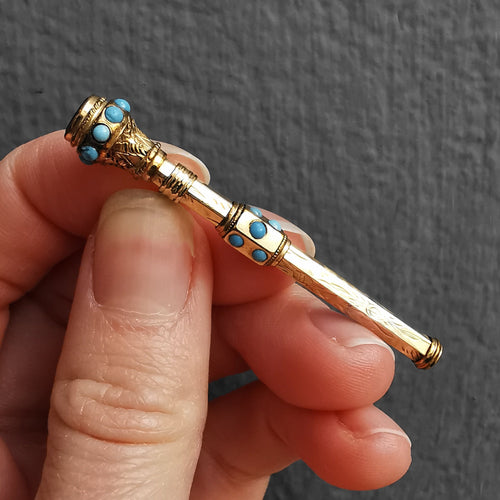 Victorian 9ct Gold Turquoise Propelling Pencil